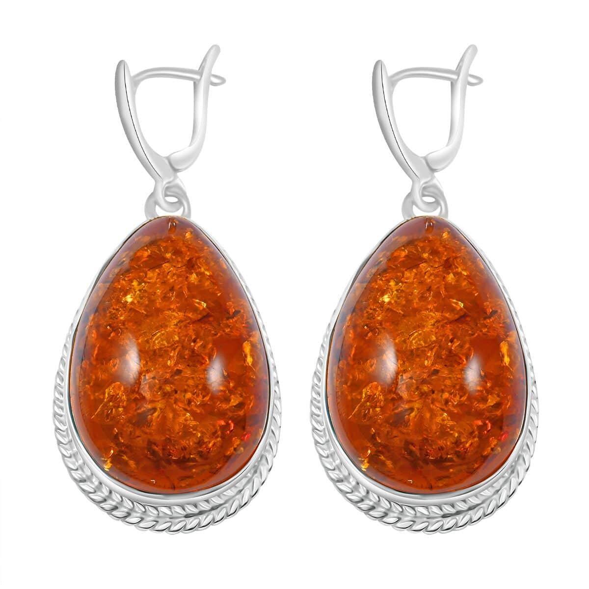 Baltic Amber Earrings in Sterling Silver  image number 3