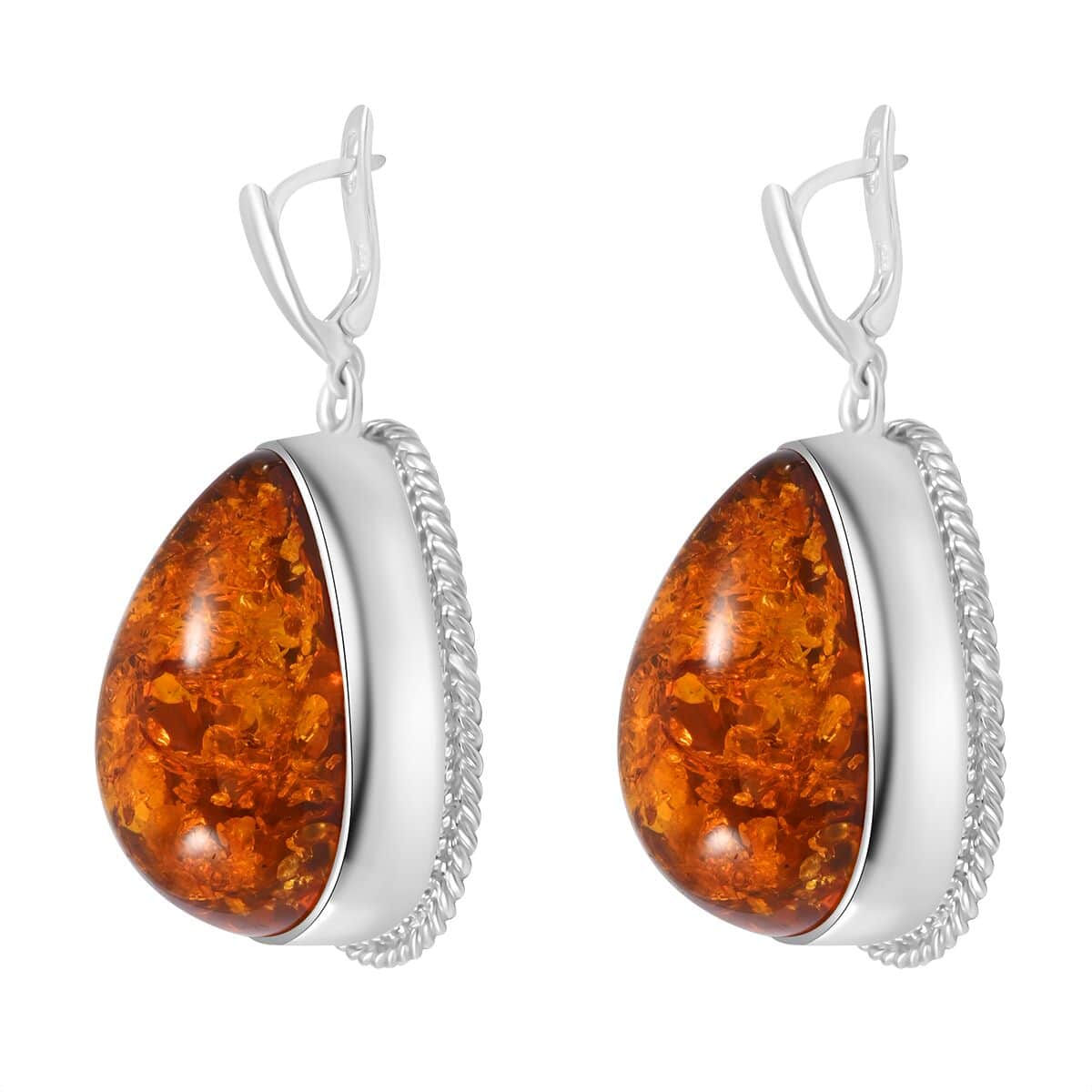 Baltic Amber Earrings in Sterling Silver  image number 4