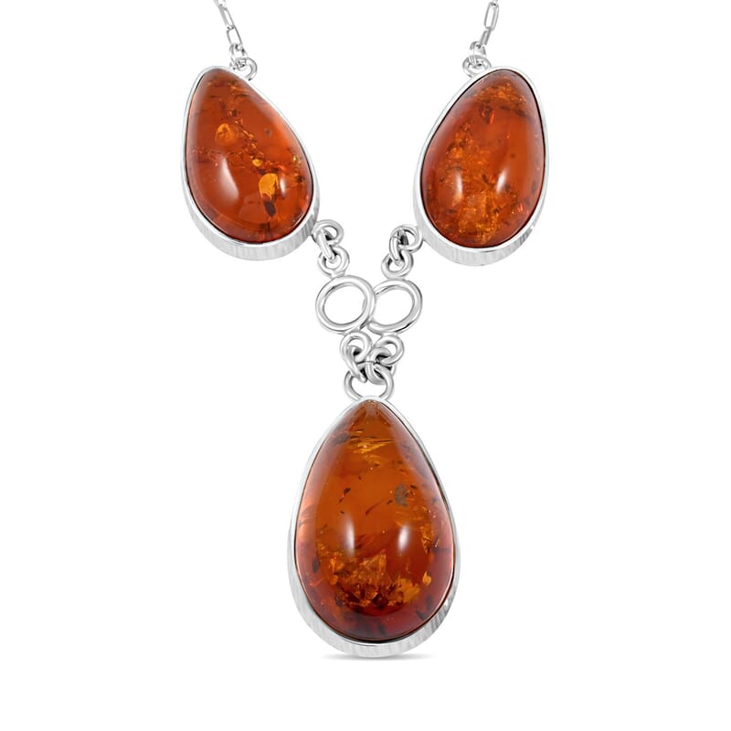 Baltic Amber Three Pear Statement Necklace