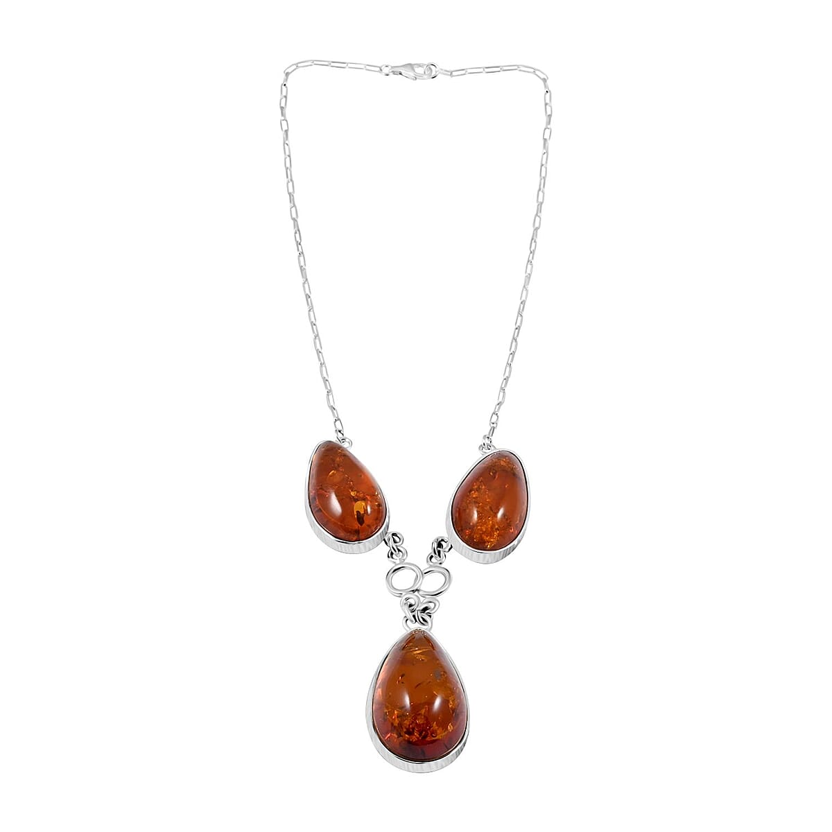 Baltic Amber Necklace 20 Inches in Sterling Silver image number 2