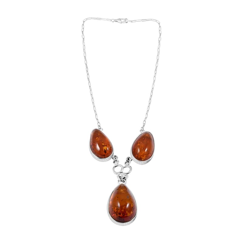 Baltic Amber Three Pear Statement Necklace