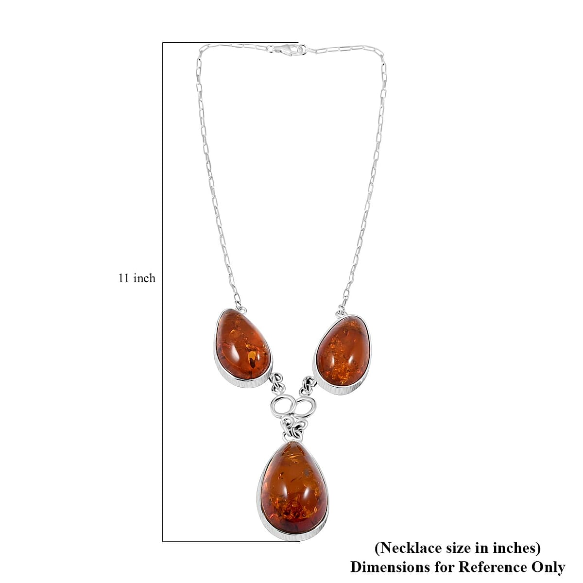 Baltic Amber Necklace 20 Inches in Sterling Silver image number 4