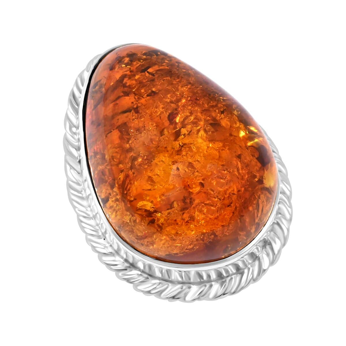 Baltic Amber Ring in Sterling Silver (Size 5.0) image number 0