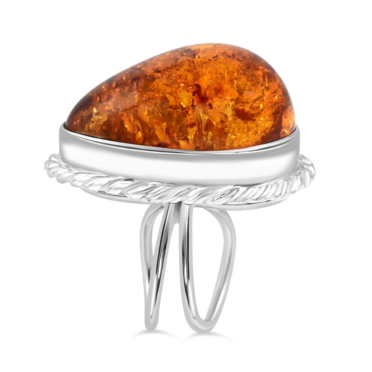 Baltic Amber Ring in Sterling Silver (Size 5.0) image number 3