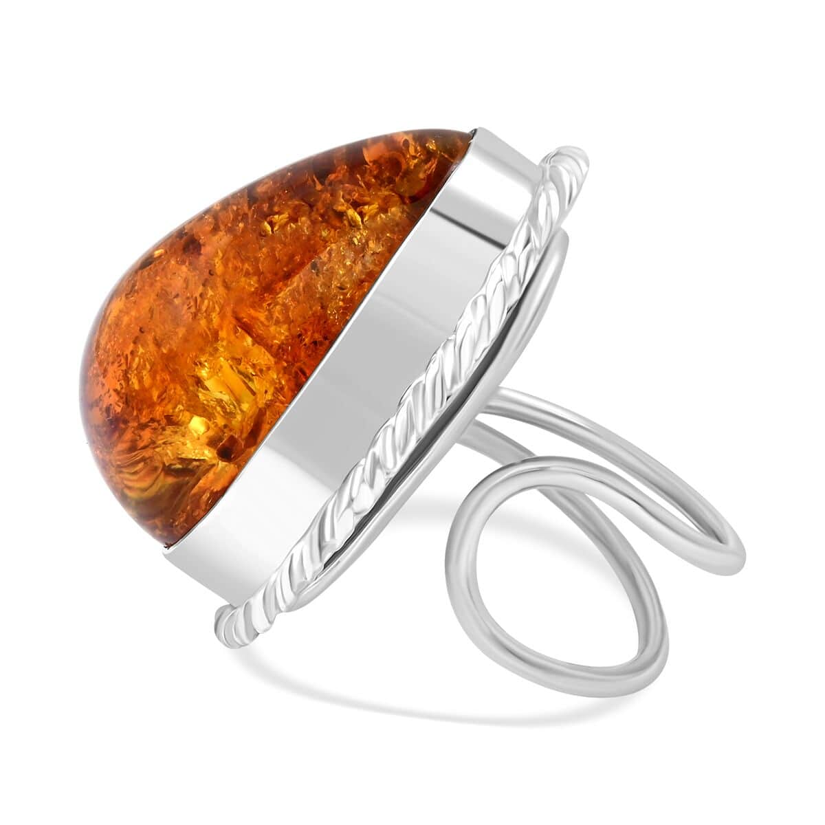 Baltic Amber Ring in Sterling Silver (Size 5.0) image number 4