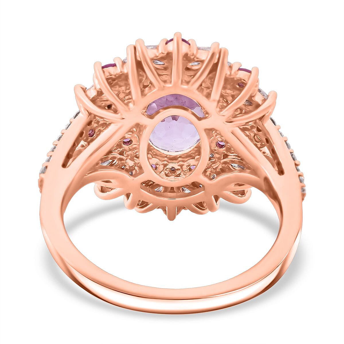Martha Rocha Kunzite and Multi Gemstone 5.00 ctw Ring in 18K Vermeil Rose Gold Over Sterling Silver (Size 5.0) image number 4