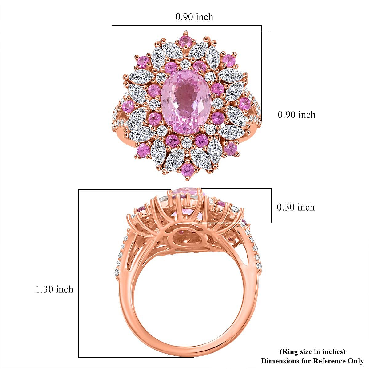 Martha Rocha Kunzite and Multi Gemstone 5.00 ctw Ring in 18K Vermeil Rose Gold Over Sterling Silver (Size 7.0) image number 5