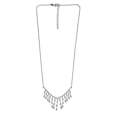 Luxuriant Lab Grown Diamond G-H SI 1.00 ctw Cascade Water Drop Necklace in Rhodium Over Sterling Silver 20 Inches