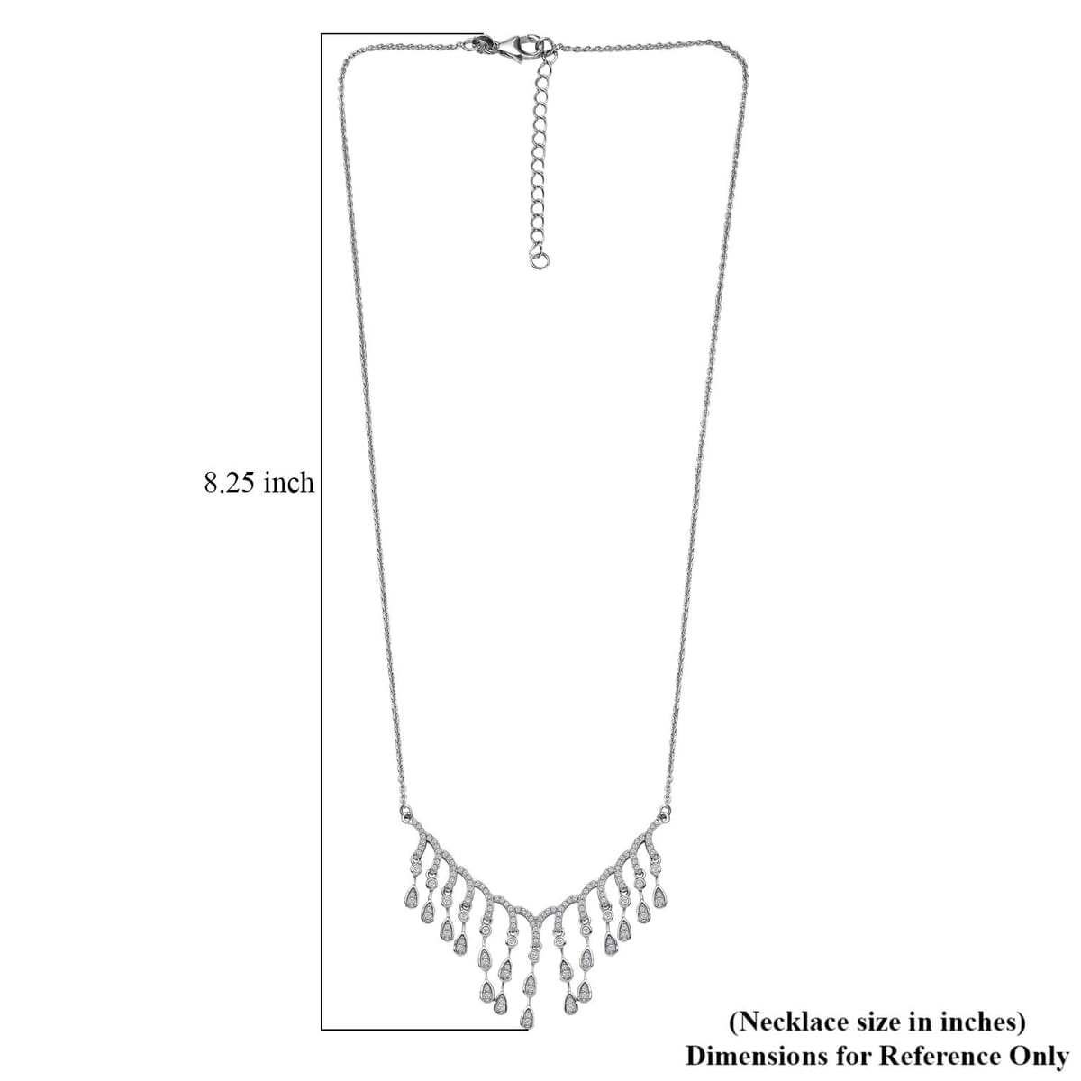 Luxuriant Lab Grown Diamond G-H SI 1.00 ctw Cascade Water Drop Necklace in Rhodium Over Sterling Silver 20 Inches image number 5