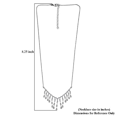 Luxuriant Lab Grown Diamond G-H SI 1.00 ctw Cascade Water Drop Necklace in Rhodium Over Sterling Silver 20 Inches