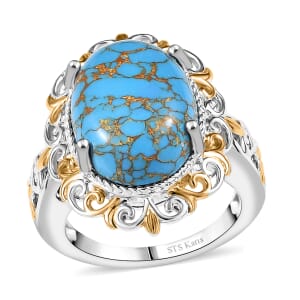 Karis Mojave Blue Turquoise 7.70 ctw Fancy Ring in 18K YG Plated and Platinum Bond (Size 10.0)