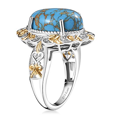 Karis Mojave Blue Turquoise 7.70 ctw Fancy Ring in 18K YG Plated and Platinum Bond (Size 10.0)