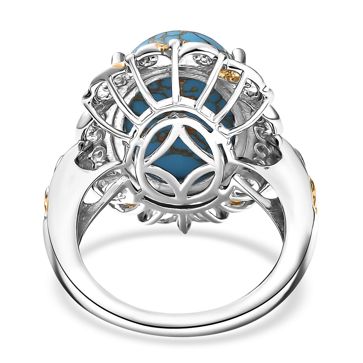 Karis Mojave Blue Turquoise 7.70 ctw Fancy Ring in 18K YG Plated and Platinum Bond (Size 10.0) image number 4