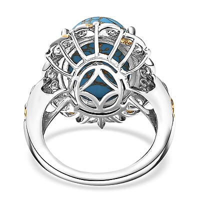 Karis Mojave Blue Turquoise 7.70 ctw Fancy Ring in 18K YG Plated and Platinum Bond (Size 10.0)