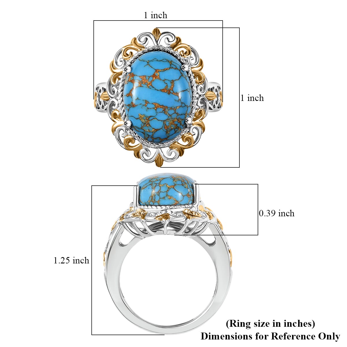 Karis Mojave Blue Turquoise 7.70 ctw Fancy Ring in 18K YG Plated and Platinum Bond (Size 10.0) image number 5