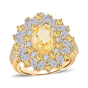 Brazilian Heliodor and Multi Gemstone 4.00 ctw Ring in 18K Vermeil YG Over Sterling Silver (Size 7.0)