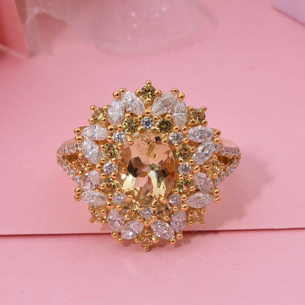 Brazilian Heliodor and Multi Gemstone 4.00 ctw Ring in 18K Vermeil YG Over Sterling Silver (Size 7.0) image number 1