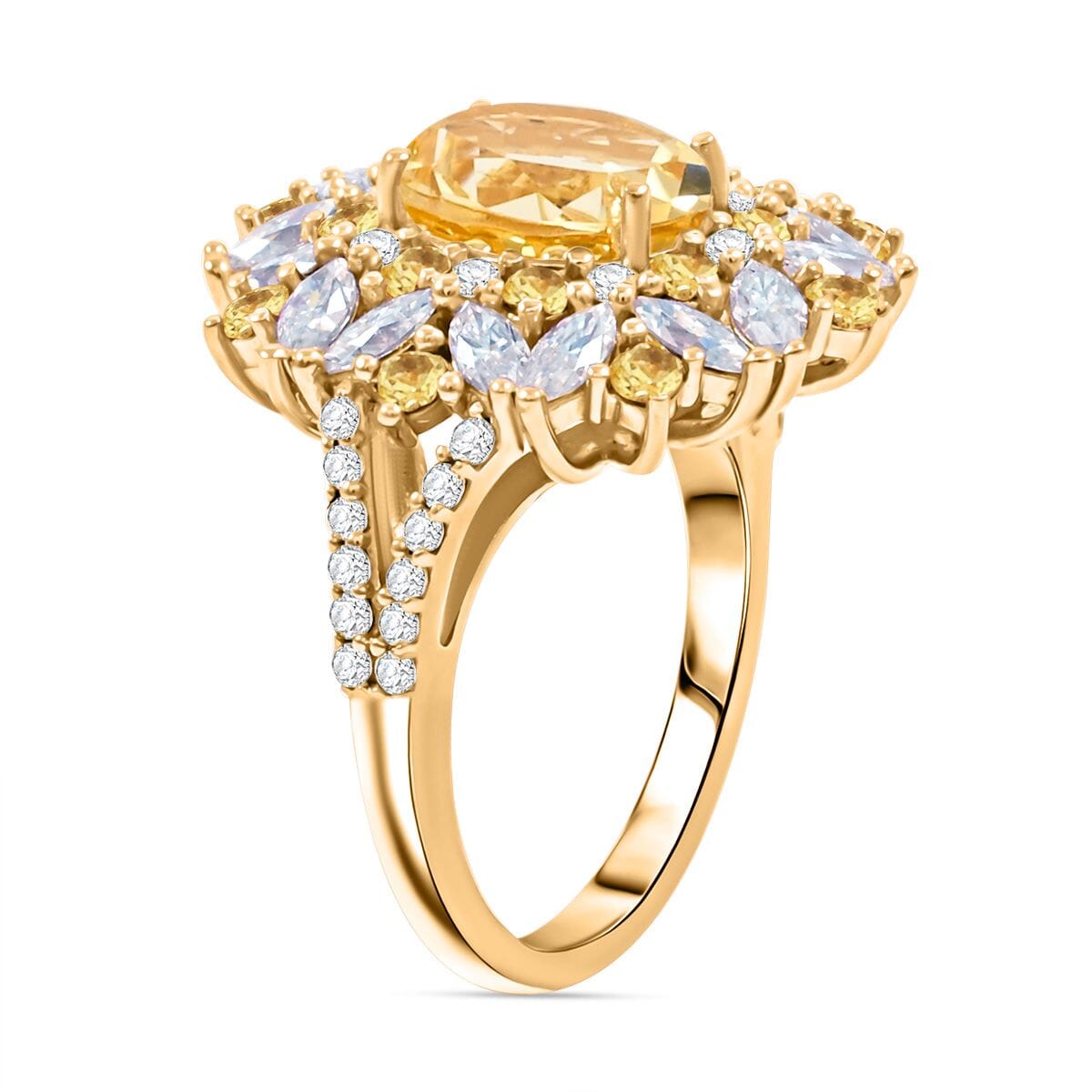 Brazilian Heliodor and Multi Gemstone 4.00 ctw Ring in 18K Vermeil YG Over Sterling Silver (Size 7.0) image number 3