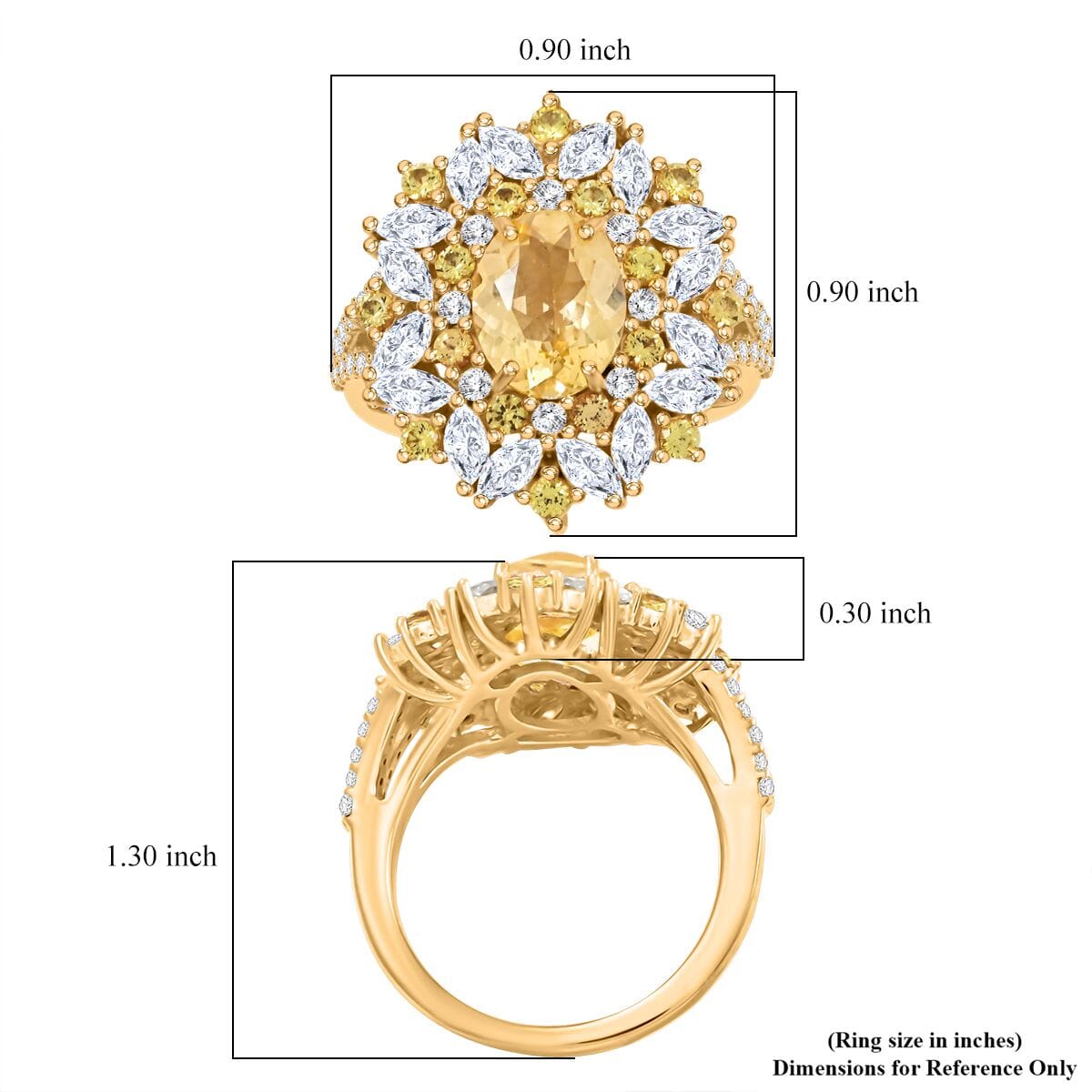 Brazilian Heliodor and Multi Gemstone 4.00 ctw Ring in 18K Vermeil YG Over Sterling Silver (Size 7.0) image number 5