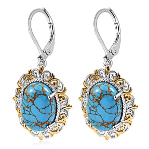 Karis Mojave Blue Turquoise 10.15 ctw Lever Back Earrings in 18K YG Plated and Platinum Bond