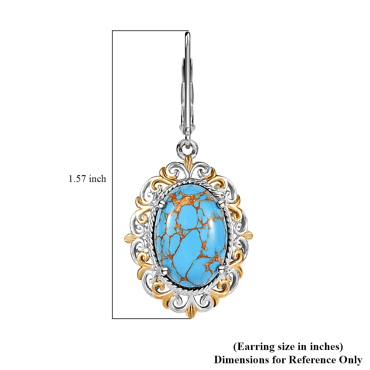 Karis Mojave Blue Turquoise 10.15 ctw Lever Back Earrings in 18K YG Plated and Platinum Bond