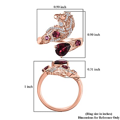 GP Trionfo Collection Premium Orissa Rhodolite Garnet and Multi Gemstone 2.30 ctw Horse Ring in 18K Vermeil Rose Gold Over Sterling Silver (Size 10.0)