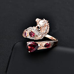 GP Trionfo Collection Premium Orissa Rhodolite Garnet and Multi Gemstone 2.30 ctw Horse Ring in 18K Vermeil Rose Gold Over Sterling Silver (Size 8.0)
