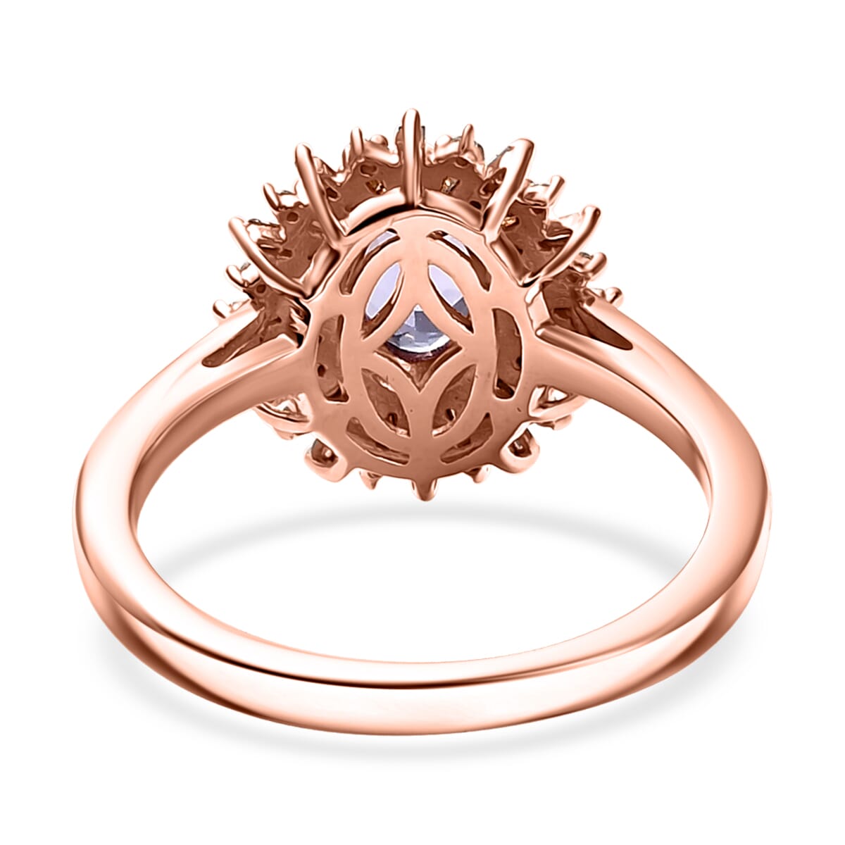 D'Joy Tanzanite, Natural Champagne and White Diamond 1.30 ctw Solar Elegance Ring in 18K Vermeil Rose Gold Over Sterling Silver (Size 7.0) image number 4
