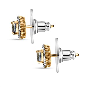 D'Joy Peacock Tanzanite and Diamond 1.30 ctw Sunburst Earrings in 18K Vermeil Yellow Gold Over Sterling Silver