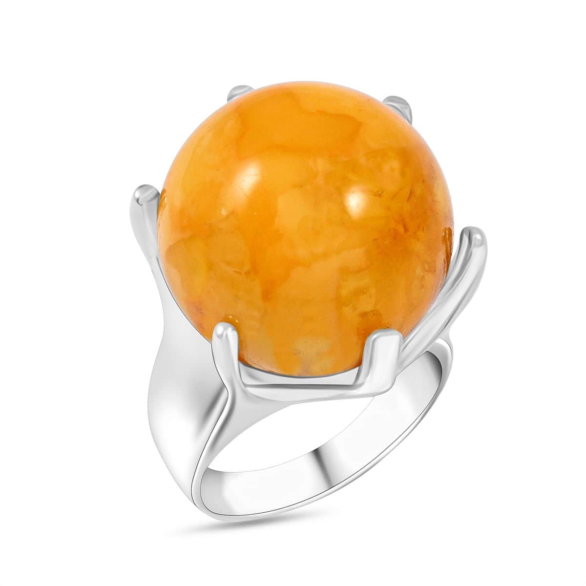 Butterscotch Amber Ring in Sterling Silver (Size 7.0) image number 0