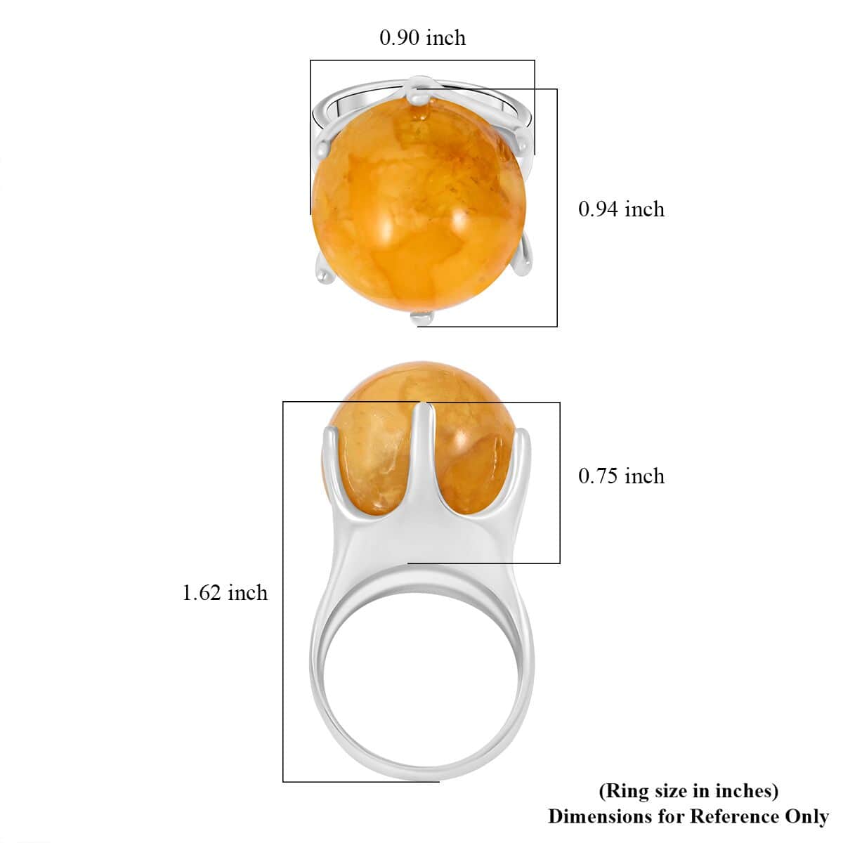 Butterscotch Amber Ring in Sterling Silver (Size 7.0) image number 4