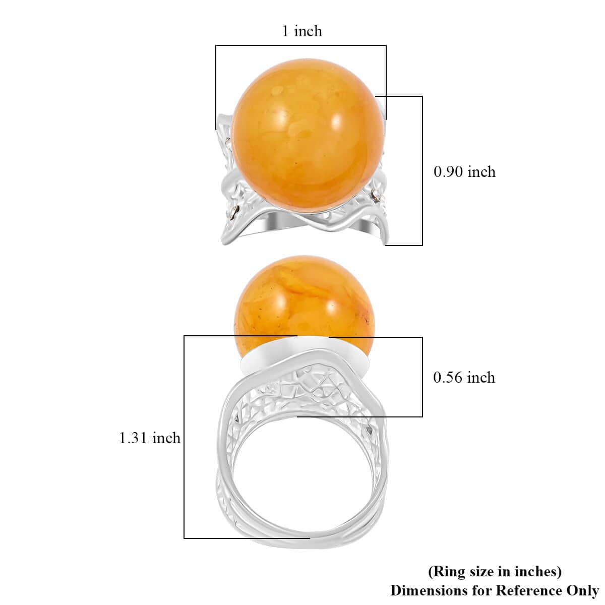 Butterscotch Amber Ring in Sterling Silver (Size 8.0) image number 4