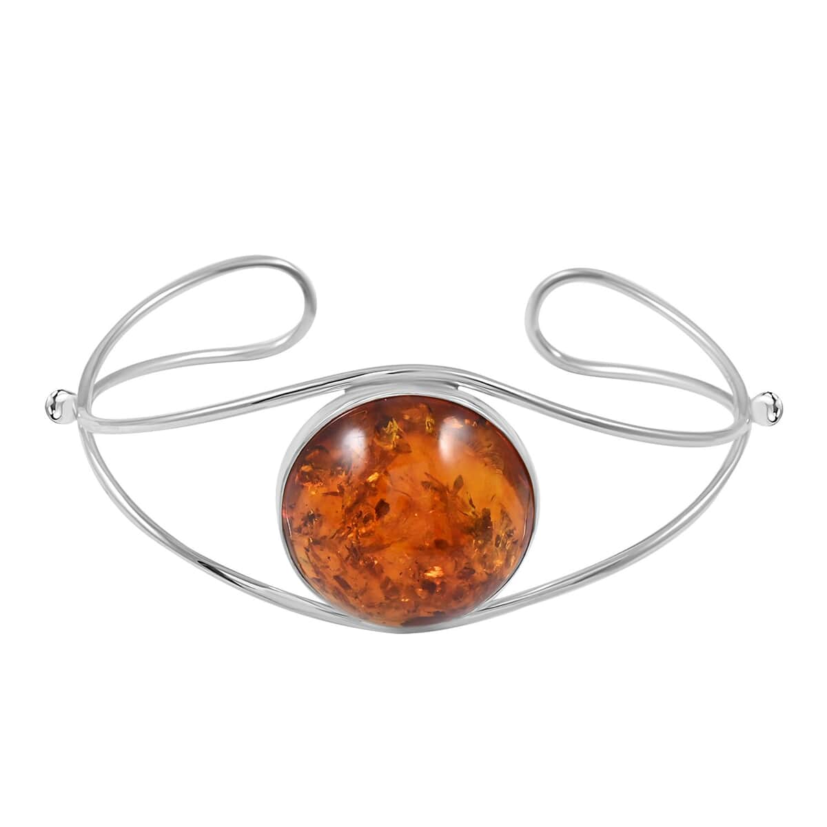 Baltic Amber Cuff Bracelet in Sterling Silver (Adjustable) image number 0