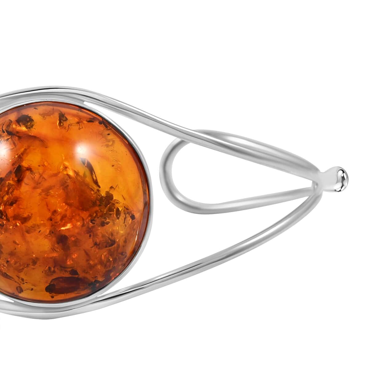 Baltic Amber Cuff Bracelet in Sterling Silver (Adjustable) image number 3