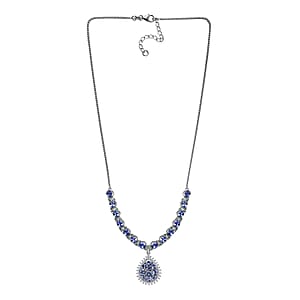 D'Joy Tanzanite and Multi Gemstone 7.50 ctw Petals Vine Necklace in Rhodium Over Sterling Silver 18-20 Inches