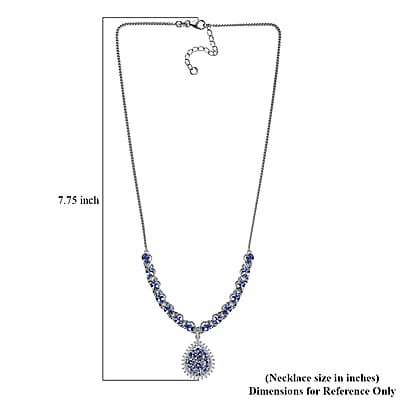 D'Joy Tanzanite and Multi Gemstone 7.50 ctw Petals Vine Necklace in Rhodium Over Sterling Silver 18-20 Inches