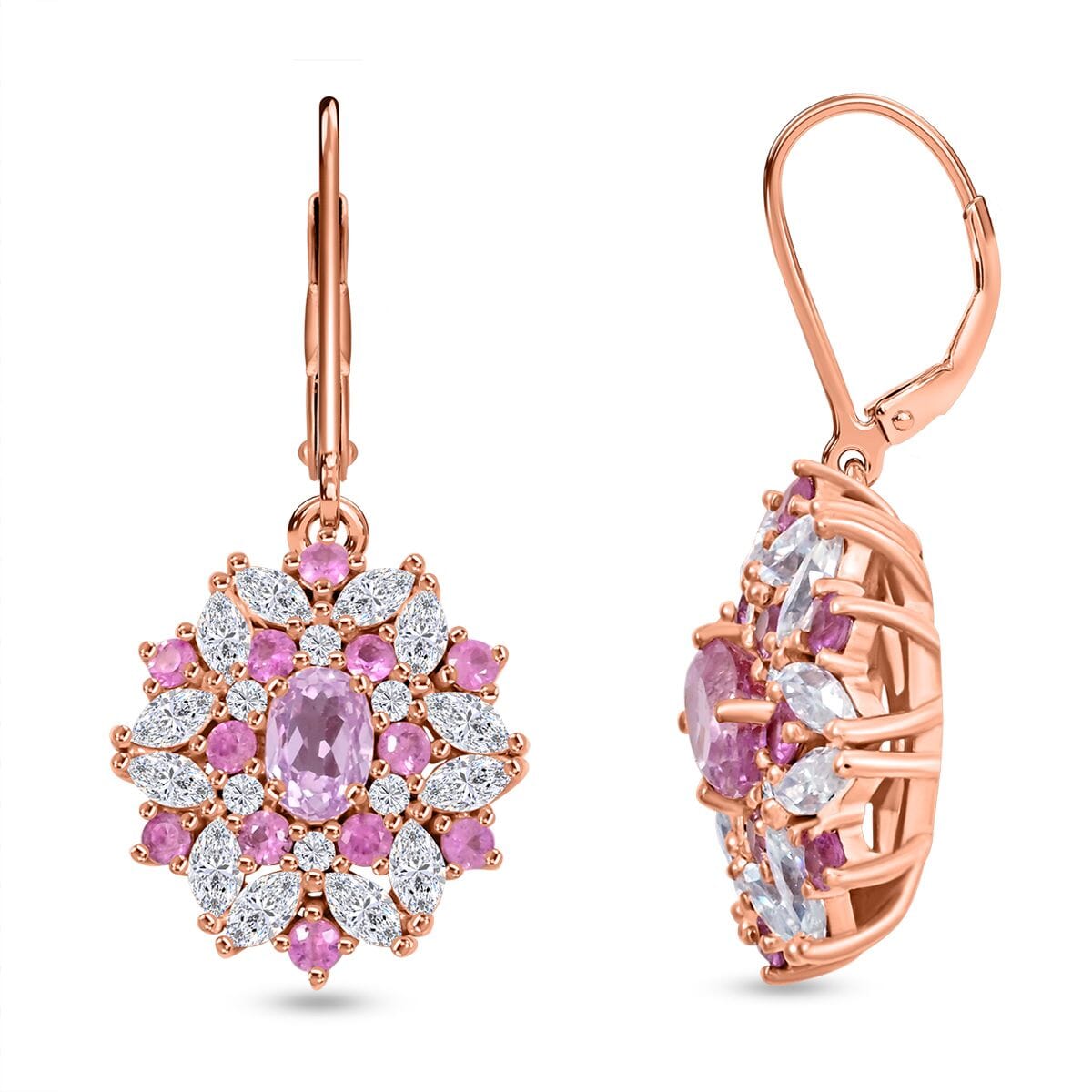 Martha Rocha Kunzite and Multi Gemstone 4.40 ctw Earrings in 18K Vermeil Rose Gold Over Sterling Silver image number 0