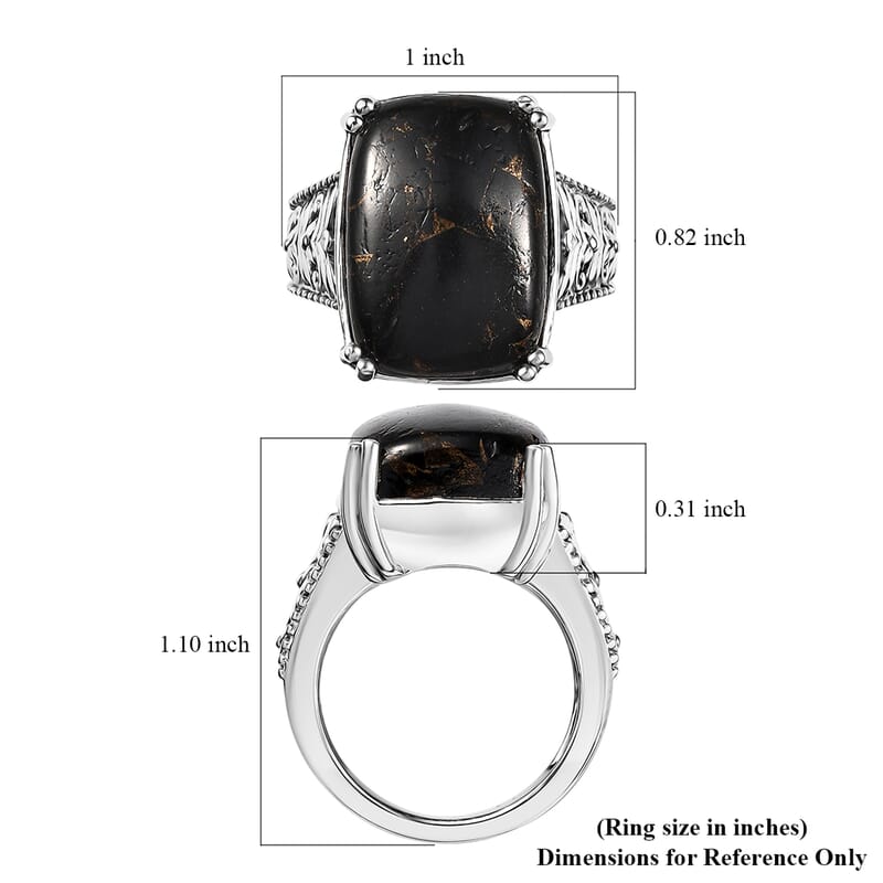 Matrix Silver Shungite 9.20 ctw Solitaire Ring in Platinum Over Copper with Magnet (Size 10.0)