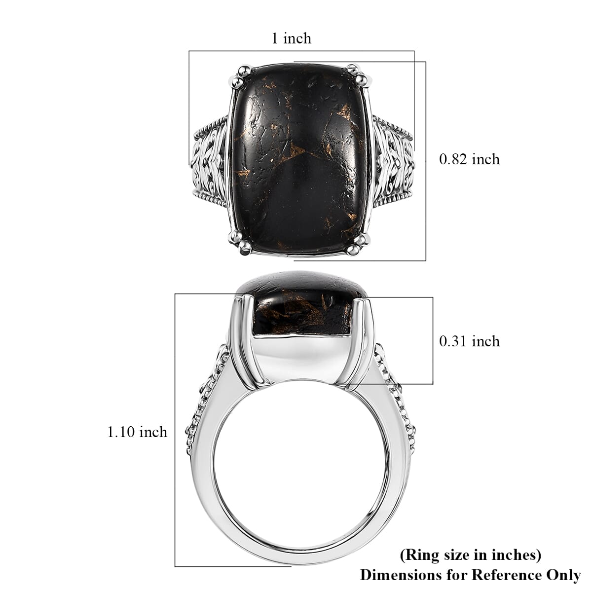Matrix Silver Shungite 9.20 ctw Solitaire Ring in Platinum Over Copper with Magnet (Size 11.0) image number 5