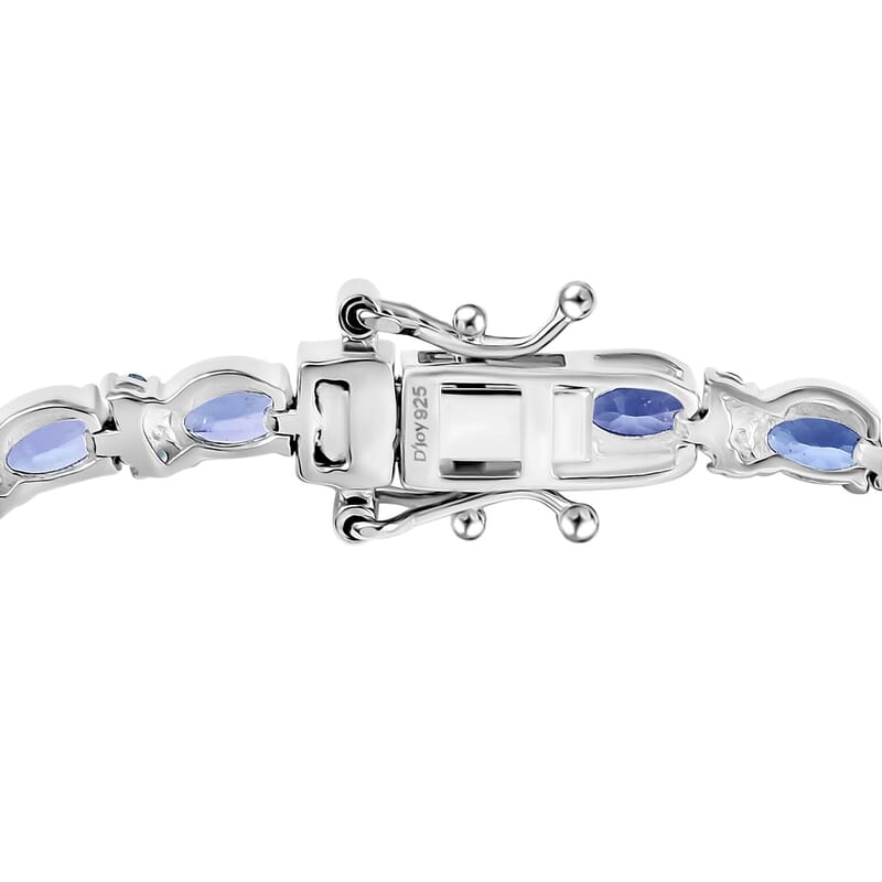 D'Joy Tanzanite and Tsavorite Garnet 8.60 ctw Petals Vine Bracelet in Rhodium Over Sterling Silver (7.25 In)