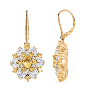 Brazilian Heliodor and Multi Gemstone 4.00 ctw Earrings in 18K Vermeil Yellow Gold Over Sterling Silver