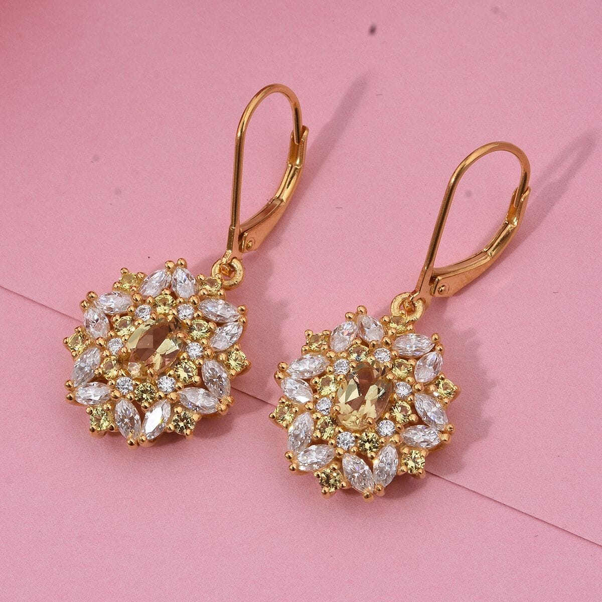 Brazilian Heliodor and Multi Gemstone 4.00 ctw Earrings in 18K Vermeil Yellow Gold Over Sterling Silver image number 1