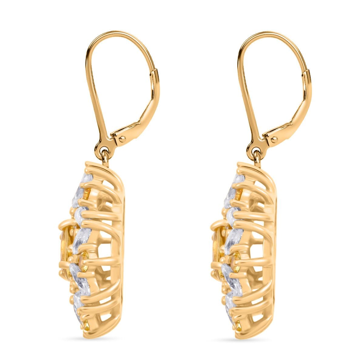 Brazilian Heliodor and Multi Gemstone 4.00 ctw Earrings in 18K Vermeil Yellow Gold Over Sterling Silver image number 3