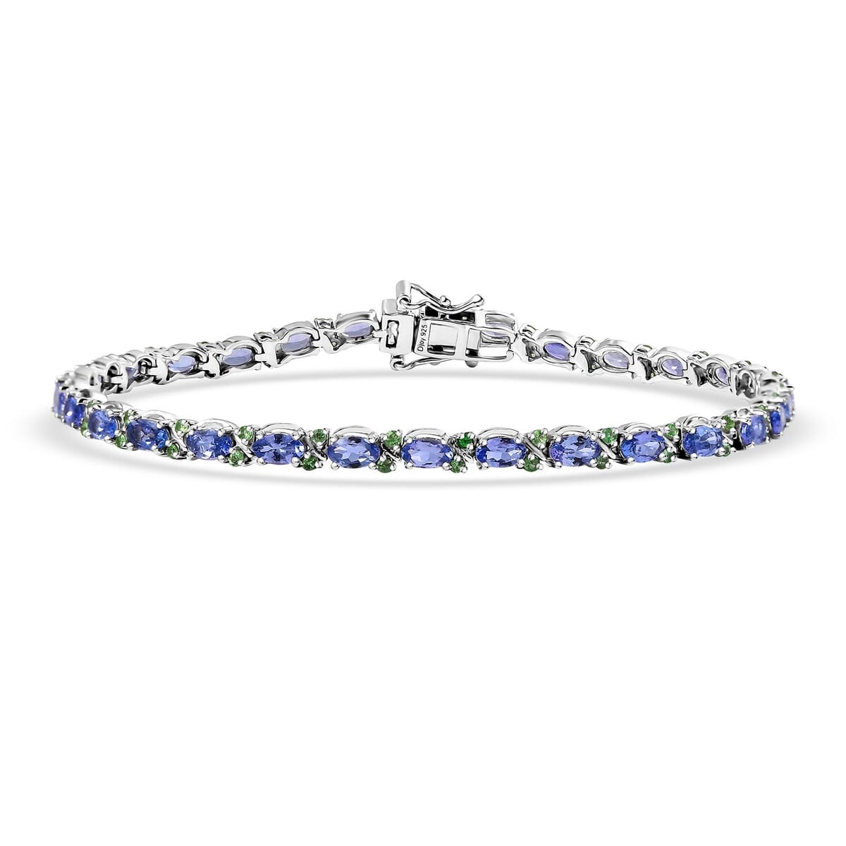 D'Joy Tanzanite, Tsavorite Garnet 9.25 ctw Petals Vine Bracelet in Rhodium Over Sterling Silver (8.00 In) image number 0