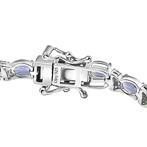 D'Joy Tanzanite, Tsavorite Garnet 9.25 ctw Petals Vine Bracelet in Rhodium Over Sterling Silver (8.00 In)