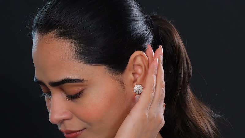 Karis Diamond Accent Floral Earrings in 18K YG Plated