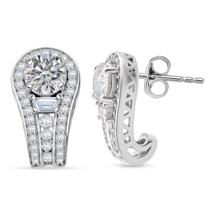 D'Joy Heart and Arrow Cut Moissanite 2.40 ctw Earrings in Rhodium Over Sterling Silver