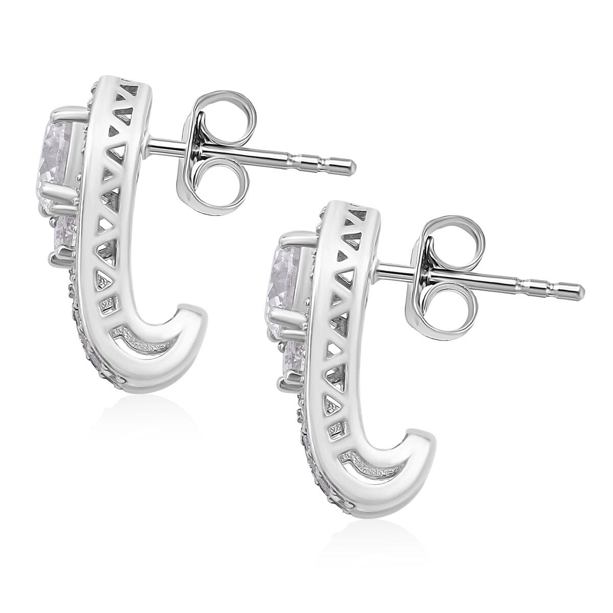 D'Joy Heart and Arrow Cut Moissanite 2.40 ctw Earrings in Rhodium Over Sterling Silver image number 4