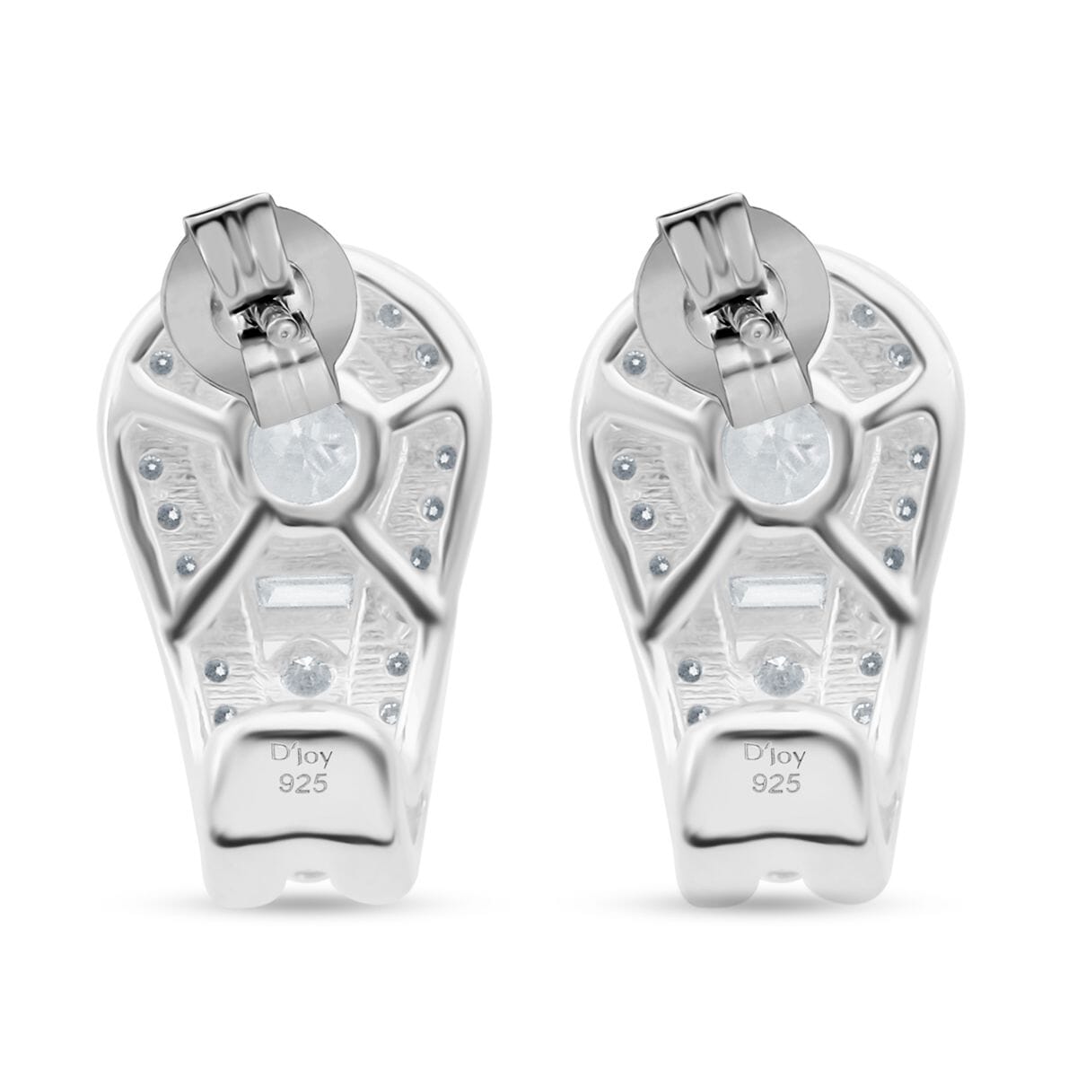 D'Joy Heart and Arrow Cut Moissanite 2.40 ctw Earrings in Rhodium Over Sterling Silver image number 5