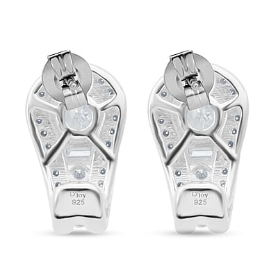 D'Joy Heart and Arrow Cut Moissanite 2.40 ctw Bridge Earrings in Rhodium Over Sterling Silver
